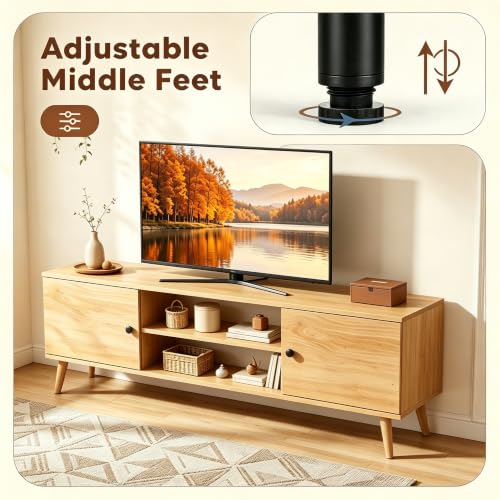 TV Stand for 55 60 inch TV, Modern Mid Century Entertainment Center with Storage, view 6