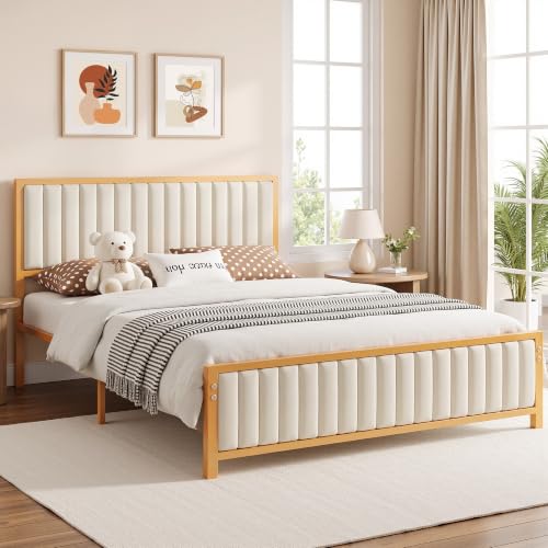 Queen Size Bed Frame, Golden, view 4