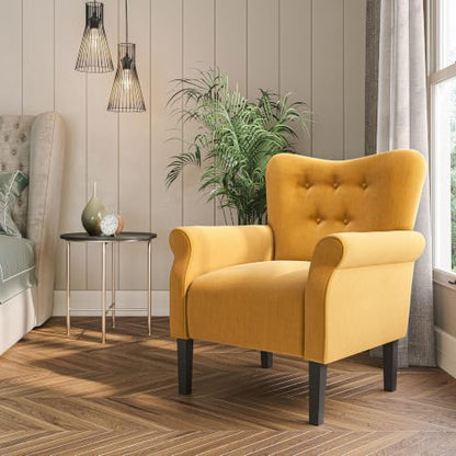 Modern Accent Chair, High Back Armchair, Upholstered Wingback Side Chair, view 3