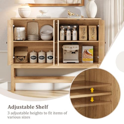 47.2'' Fluted Sideboard Buffet Cabinet, Wooden Storage Cabinet, view 6
