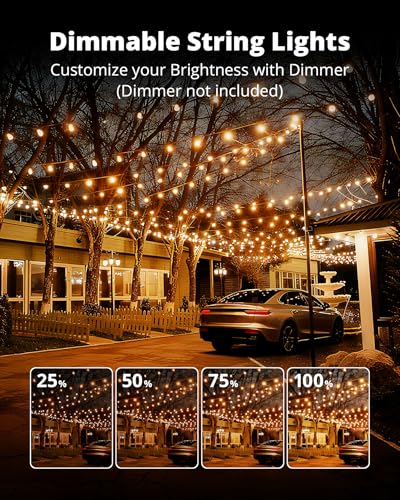 LED Outdoor String Lights, 100FT Patio Lights with 32 Edison Shatterproof Bulbs, view 5