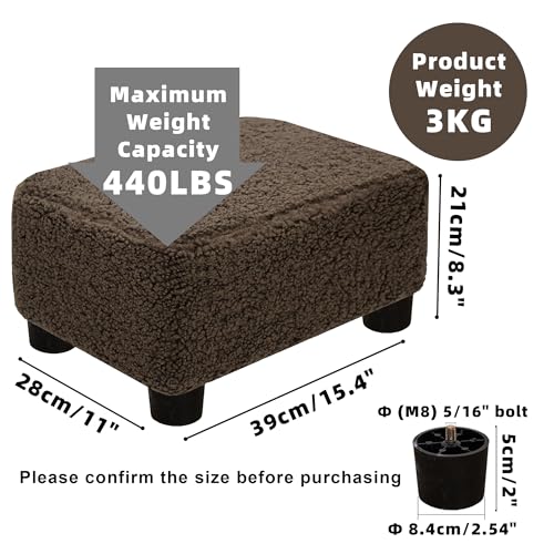 Small Foot Stool Ottoman Footstool with Legs Under Desk Footrest for Living Room Bedroom and Office, Soft Brown