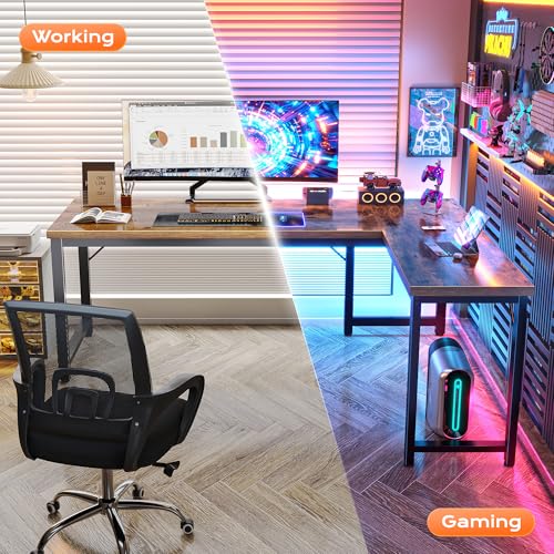63 Inch L Shaped Desk with 0.95 Inch Thicker Desktop, view 6