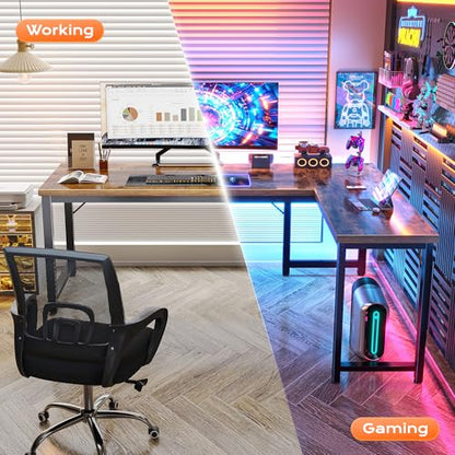 63 Inch L Shaped Desk with 0.95 Inch Thicker Desktop, view 6