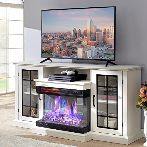 3-Sided Glass Fireplace TV Stand for TVs up to 65'' with 12 Color, view 6