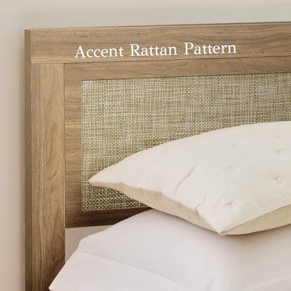 Full Bed Frame with Headboard Wood, view 4