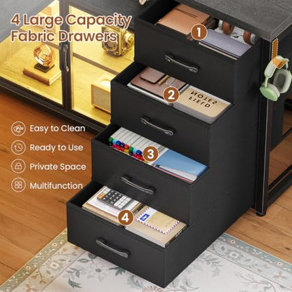 63"x27.6" L Shaped Gaming Desk with 4 Drawers Storage, Grey, view 6