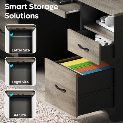 59 Inch Office Desk with 4 Drawers, Computer Desk with Storage, view 5
