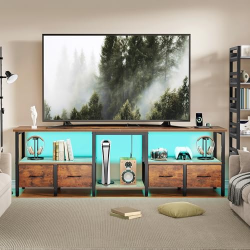 TV Stand for TVs up to 80 Inch, Media Console, 71'' Rustic Brown, view 4