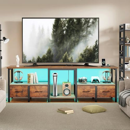 TV Stand for TVs up to 80 Inch, Media Console, 71'' Rustic Brown, view 4