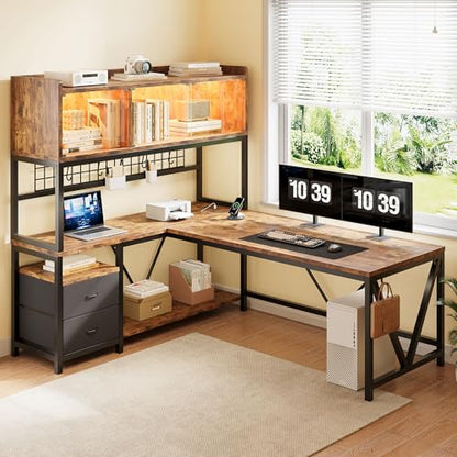 L Shaped Gaming Desk with Drawers, view 2