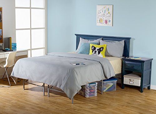 Premium Platform Bed Base in Silver, Replaces Box Spring and Bed Frame