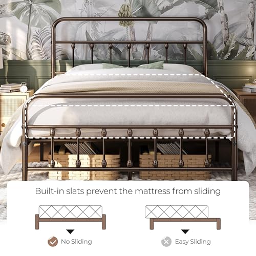 Queen Bed Frame Vintage Bronze Iron, view 5