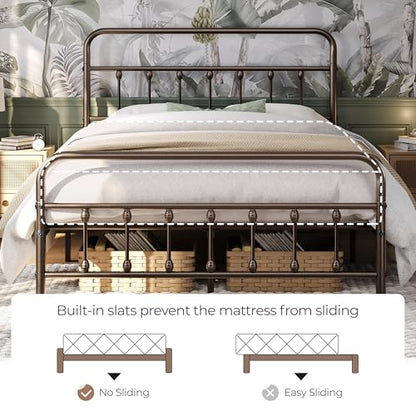 Queen Bed Frame Vintage Bronze Iron, view 5