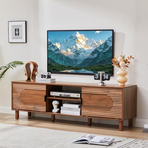 Walnut 63inch Sliding TV Stand for Televisions up to 70 Inches, view 2