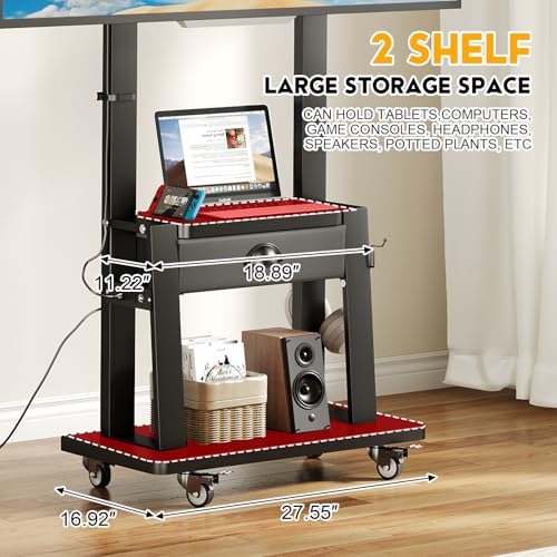 Rolling TV Stand with Power Outlet, view 4