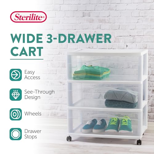 Wide 3-Drawer Cart with Wheels for Bedroom and Dresser, 2-Pack, view 5