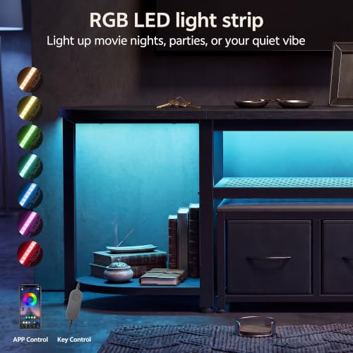 63'' LED TV Stand for TVs up to 75 inch, Media Console with Bench, view 7