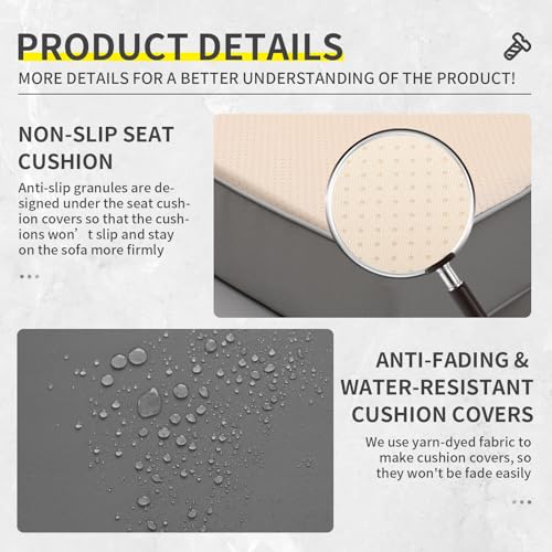 Wicker Patio Couch Outdoor 3-seat Sofa with All-Weather Rattan Deep Seater Outdoor Couch with Anti-Slip Cushions and Furniture Cover, Light Grey