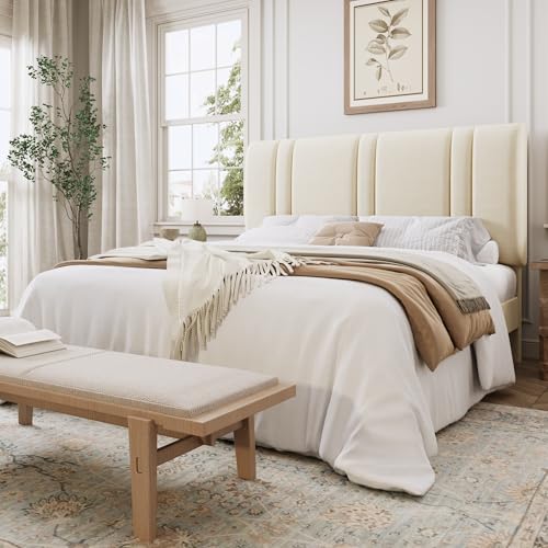 Queen Velvet Bed Frame in Cream with Adjustable Head, view 2