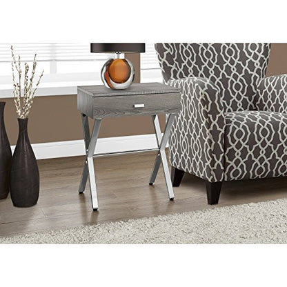 Monarch Specialties Chrome Metal Night Stand Accent Table, 22.00 x 12.00 x 18.00", Glossy White