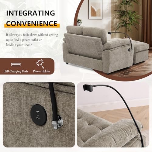 56” Chaise Lounge Chair with Ottoman, view 6