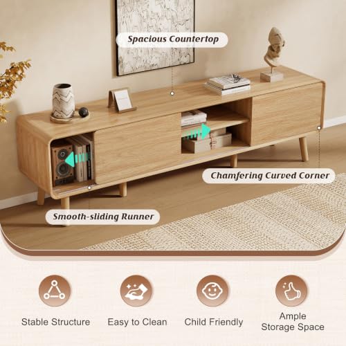 70" Mid Century Modern TV Stand for Tvs up to 80", view 4