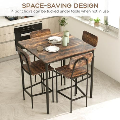 5-Piece Dining Table Set W/Counter Height Table & 4 Bar Stools, view 6