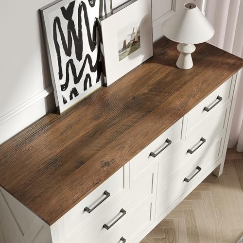 Farmhouse 7 Drawers Dresser for Bedroom, Antique White, view 6