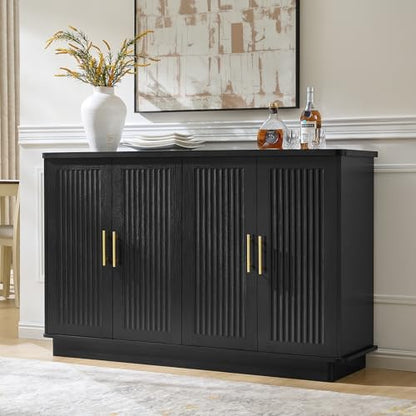 Modern Sideboard Buffet Cabinet with Storage, Black, view 2