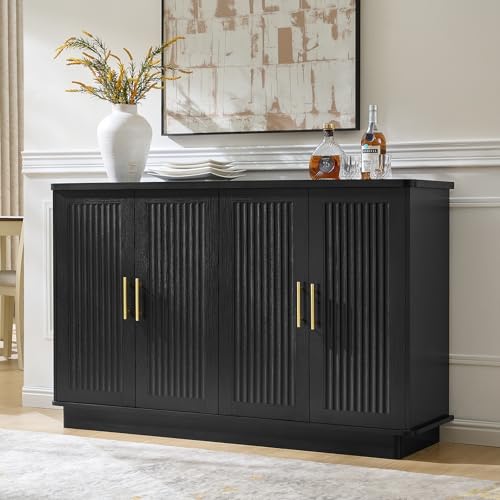 Modern Sideboard Buffet Cabinet with Storage, Black, view 2