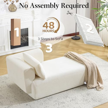 Upholstered Chaise Lounge Indoor, Boucle Comfy Fluffy Lounge Sofa, view 6