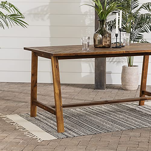 Outdoor Patio Wood Chevron Rectangle Coffee Table All Weather Backyard Conversation Garden Poolside Balcony, 60 Inch, Dark Brown