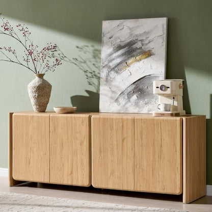 66" Modern Buffet Cabinet w/Storage, Large Sideboard, Natural, view 2
