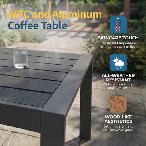 Aluminum Patio Furniture Set for All Weather, Oversized Metal Outdoor Furniture Set with 27.5" Deep Seating and 3.2" Wide Armrest, Outdoor Patio Conversation Sets with 10" Back Suport Cushion