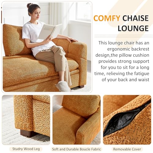 Oversized 70.47'' Chaise Lounge Chair with Storage, Boucle Curry, view 5