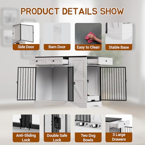 43.3 Inch Dog Crate Furniture with Storage, view 6