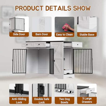 43.3 Inch Dog Crate Furniture with Storage, view 6