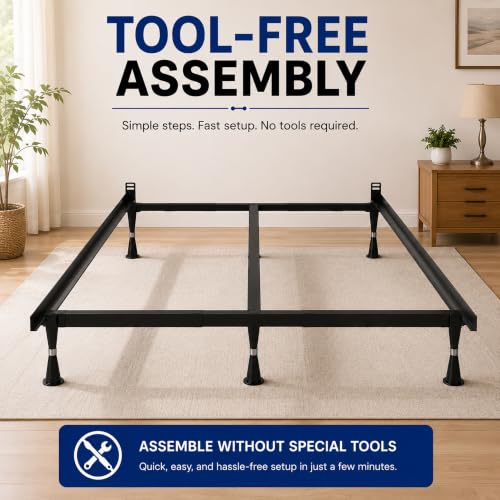 Advanced Metal Bed Frame for Box Spring and Mattress, Iron Center Support, view 5