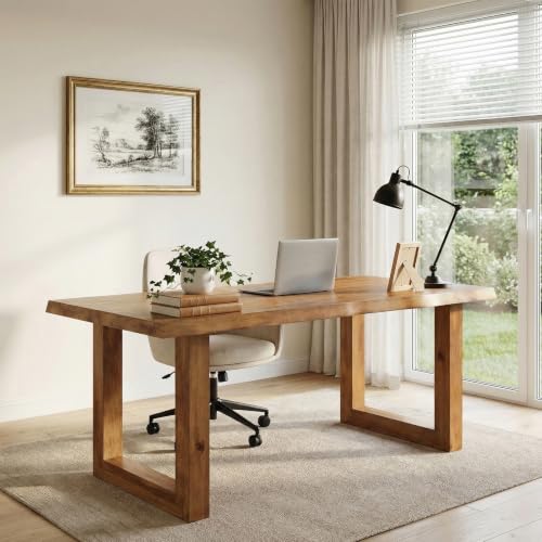 Solid Wood Home Office Desk, 63" Live Edge Executive Desk, view 2