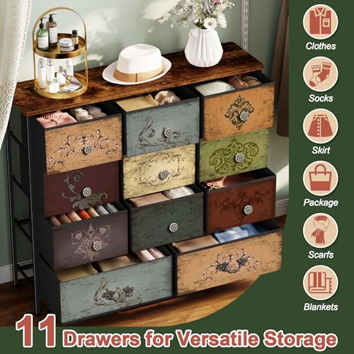 Dresser for Bedroom with 11 Storage Drawers, Tall Chests of Drawers, view 6
