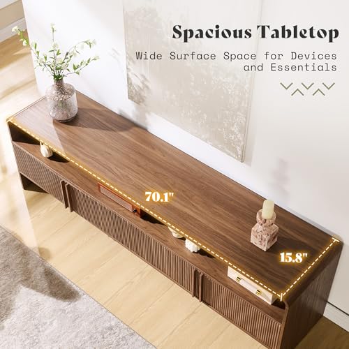 70" Fluted TV Stand with 2 Storage Cabinets for TVs Up to 80", view 5