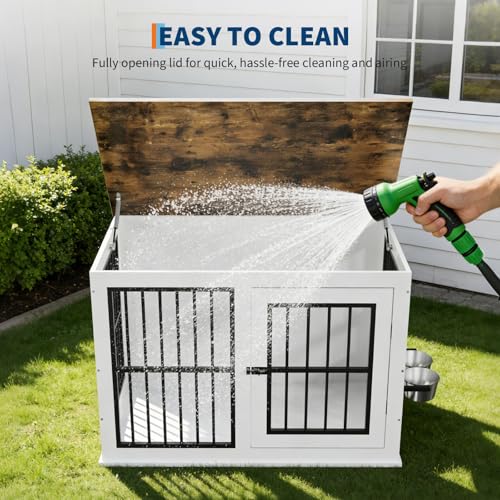 40'' Wooden Dog Crate Furniture, Liftable Top Escape Proof Pet House, view 7