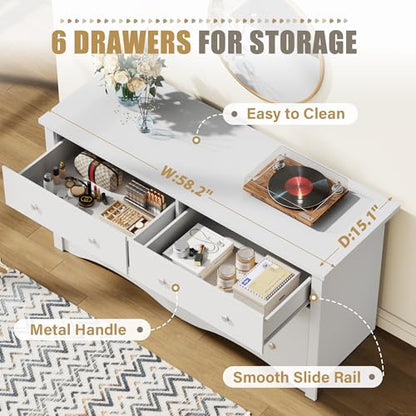 White 6 Dresser for Bedroom, view 5