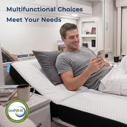 Odorless Foldable Mattress Twin Size 75" x 38" x 6", 6 Inch Medium Firm Folding Foam Mattress with Storage Bag, Fiberglass Free Trifold Memory Foam Mattress for RV, Guest Bed