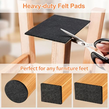 Felt Furniture Pads 300 Pieces, Furniture Pads for Hardwood Floors, Felt Pads for Chair Legs Furniture, Floor Protectors for Furniture Black