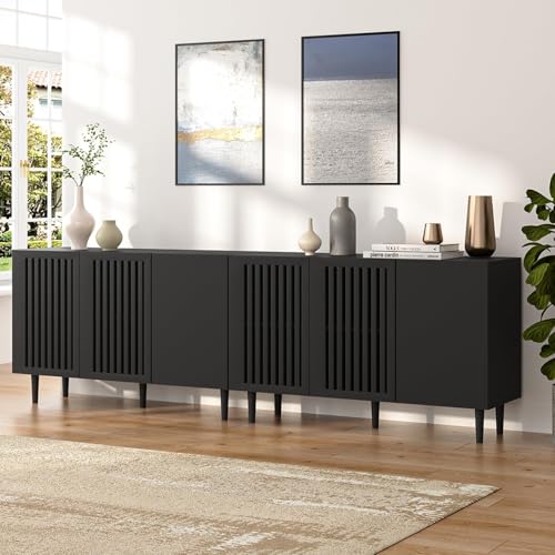 94.4" Buffet Cabinet with Storage, Black Sideboard Coffee Bar Cabinet, view 2