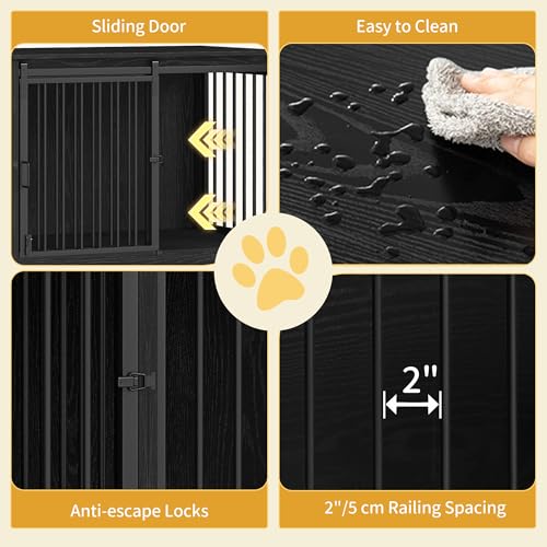 77.6" Double Dog Crate Furniture, Dog Crates for 2 Dogs, view 6