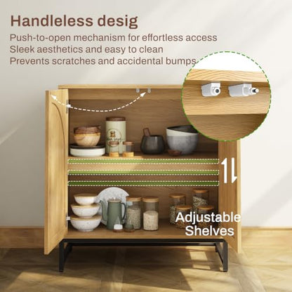 Modern Arched Sideboard Buffet Cabinet with Storage, Natural, view 6
