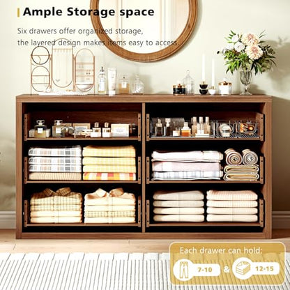 55.12" Modern Chest of Drawer, 6 Deep Drawers, Clothes Organizer, view 4